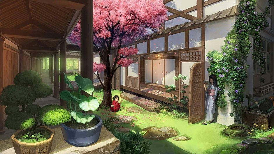 Японский дом с садом