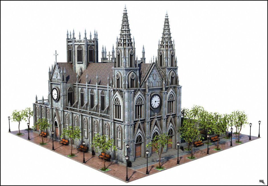 Кельнский собор 3d модель