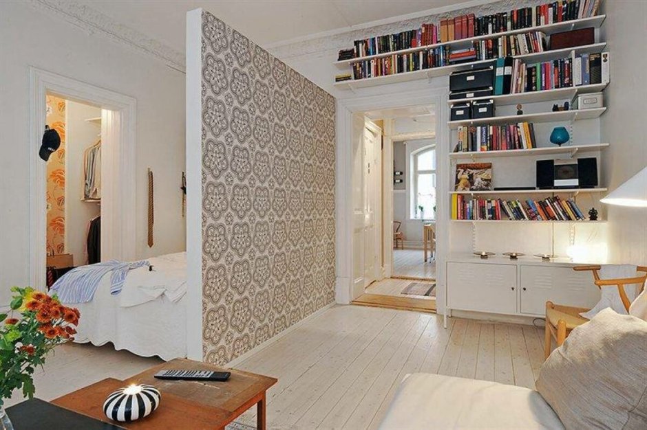 Интересный дизайн комнаты однокомнатной квартиры