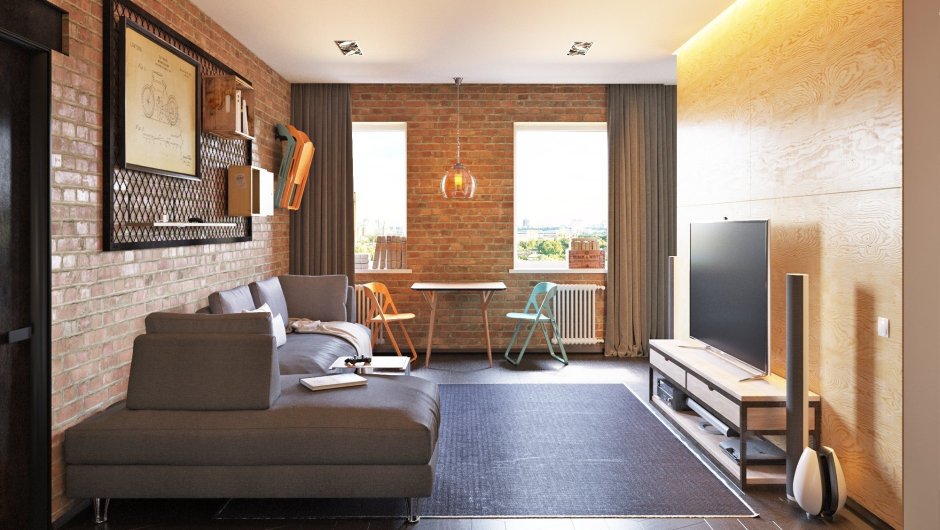 Квартира студия в стиле лофт