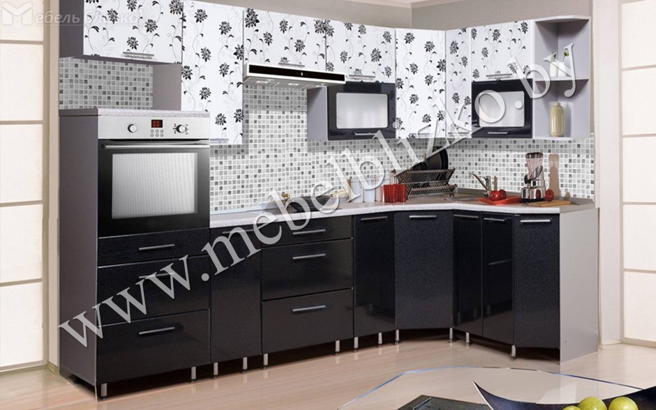 Кухонный гарнитур в черно белом цвете