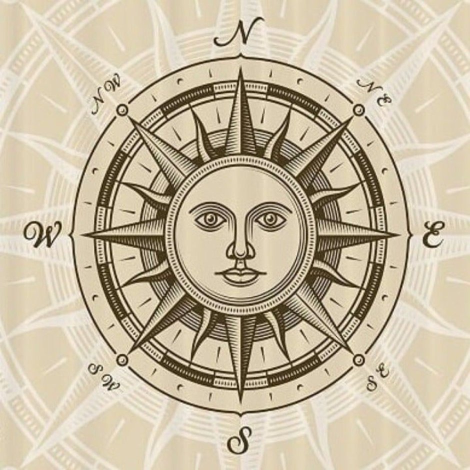Старинная карта с солнцами
