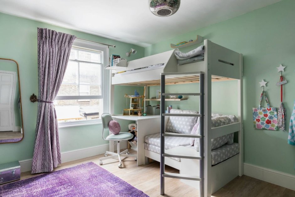 Комнаты для девочек 10 лет с двухэтажными кроватями