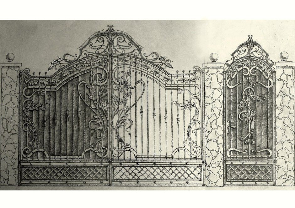 Модерн кованые ворота 20 век