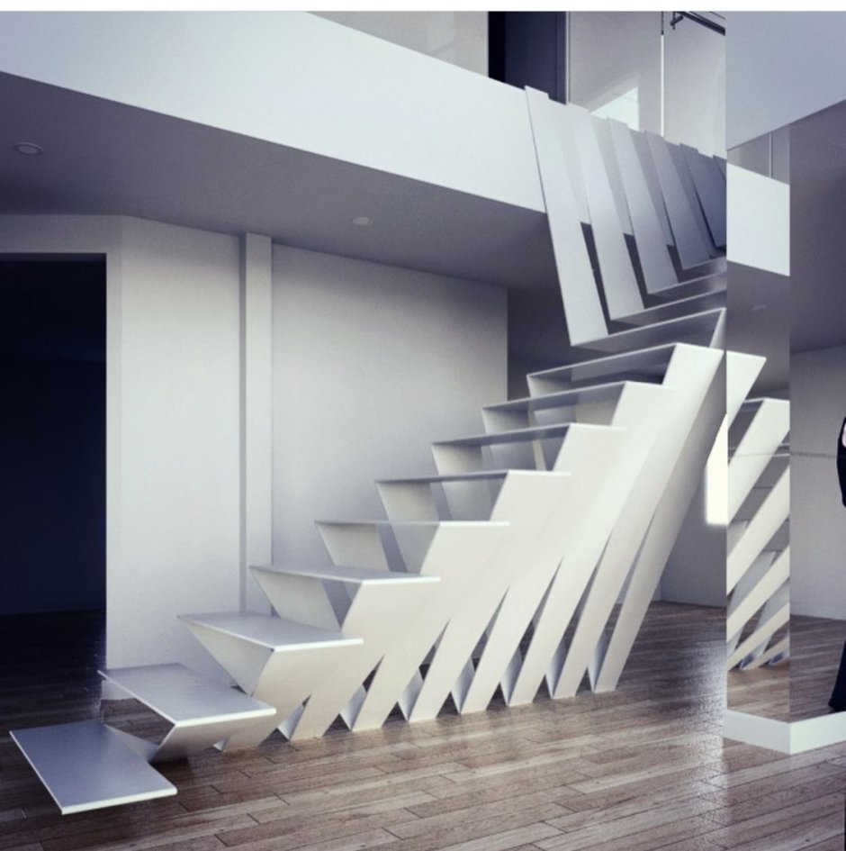 Кованая лестница в классическом стиле белая