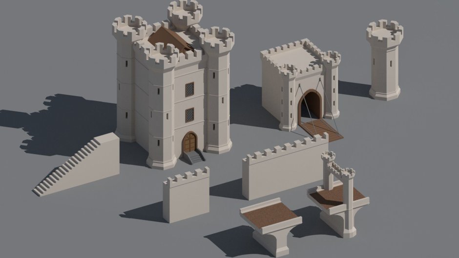 Замок Low Poly 3d