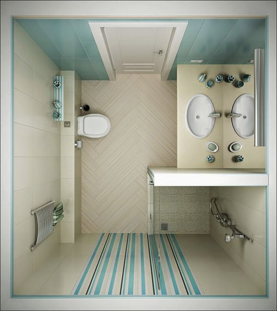 Дизайн маленькой душевой комнаты с туалетом
