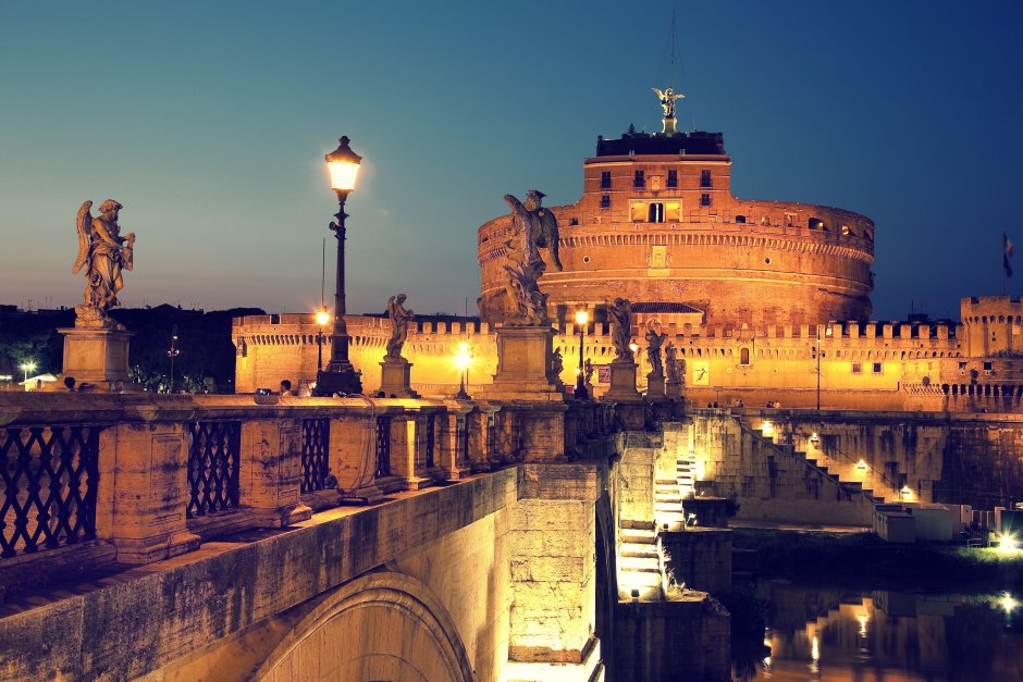 Замок Святого ангела Рим ночью