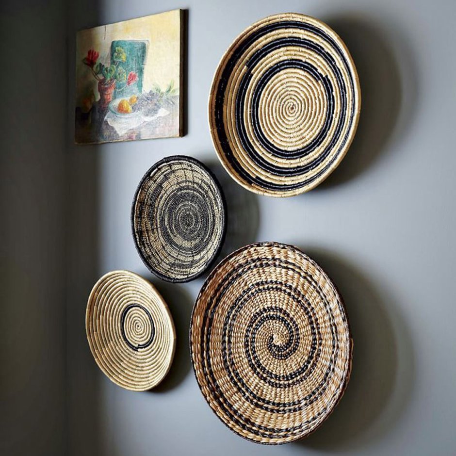 Декоративные плетеные тарелки на стену