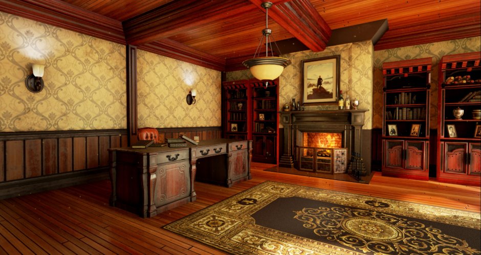 Гостиная в готическом стиле с деревянными панелями