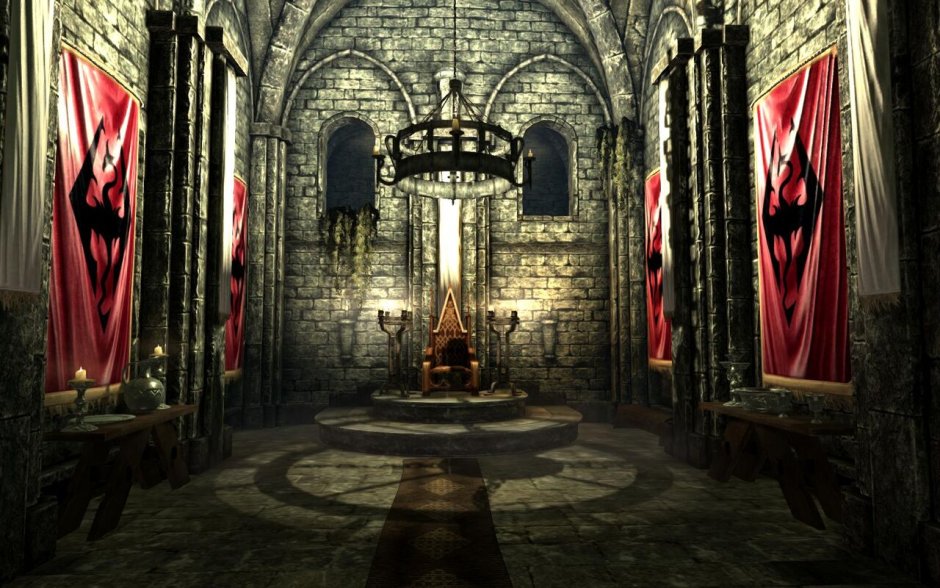 Тронный зал в замке средневековья