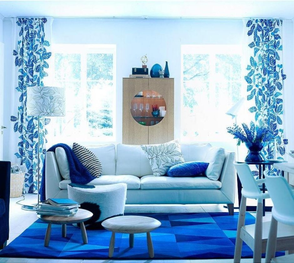 Дизайн интерьера в голубом цвете
