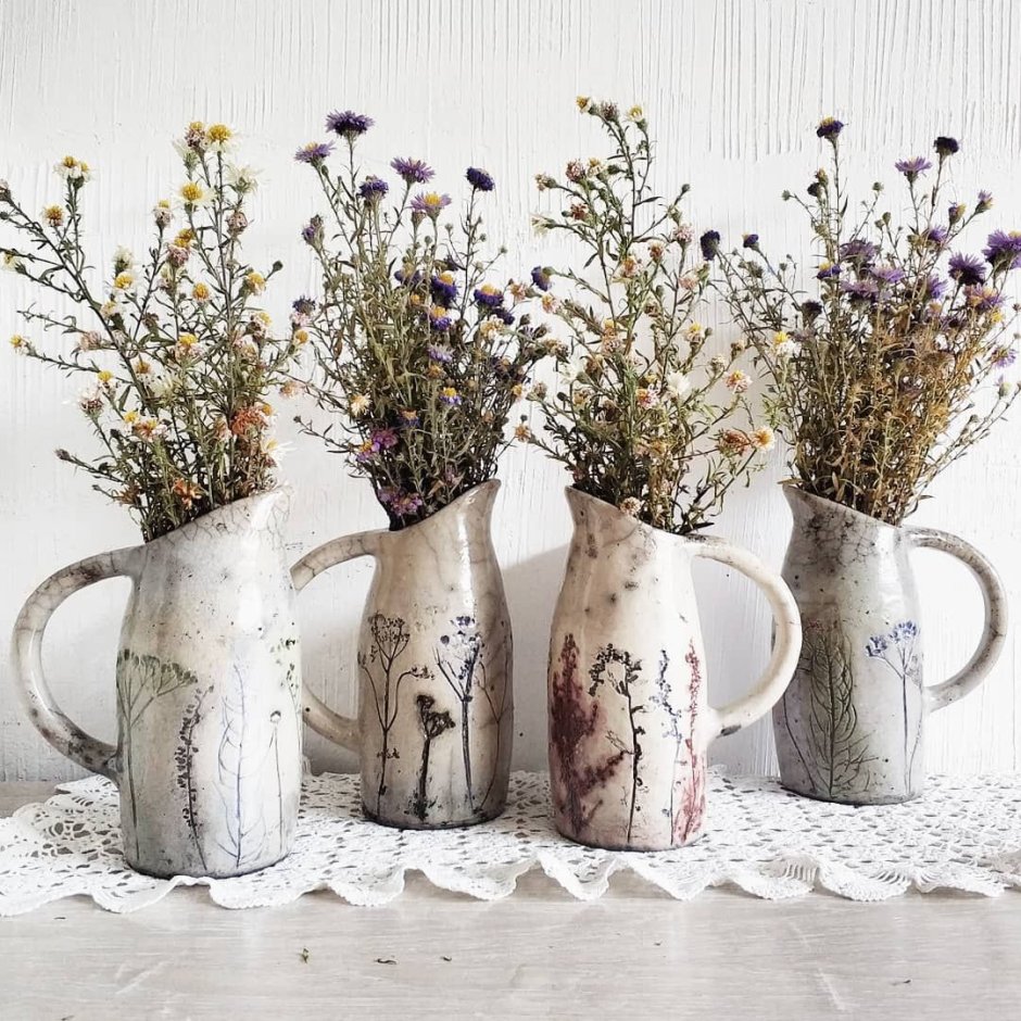 Напольные вазы с сухоцветами
