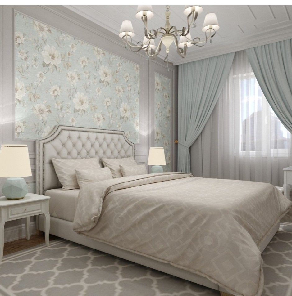 Спальня в классическом стиле пастельные тона