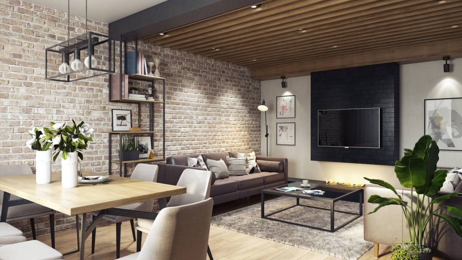 Loft Interior Design кирпич