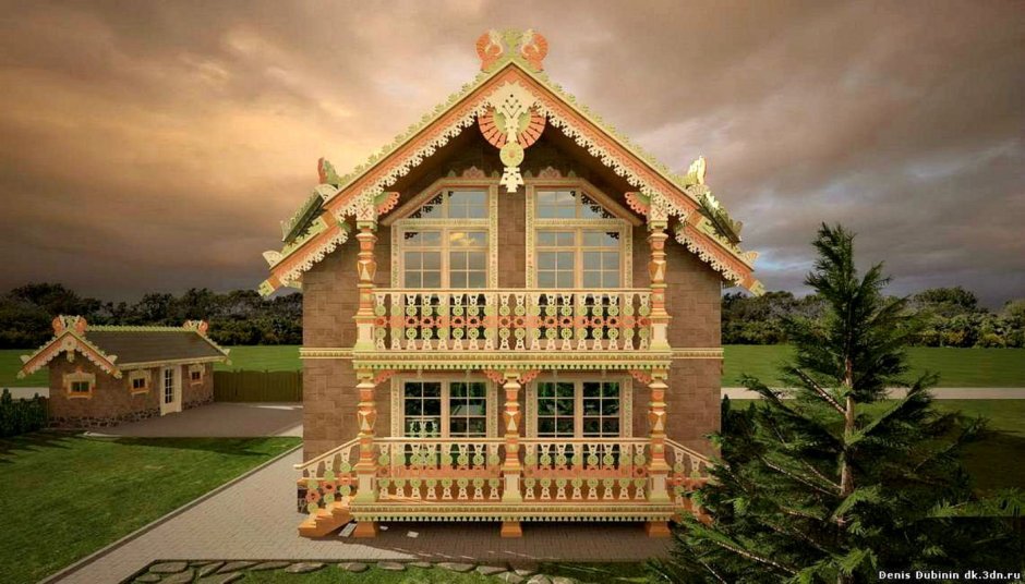 Интерьер кухни в доме из клееного бруса