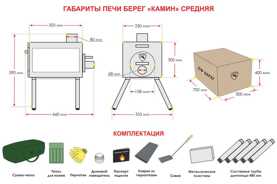 Печь берег камин средняя