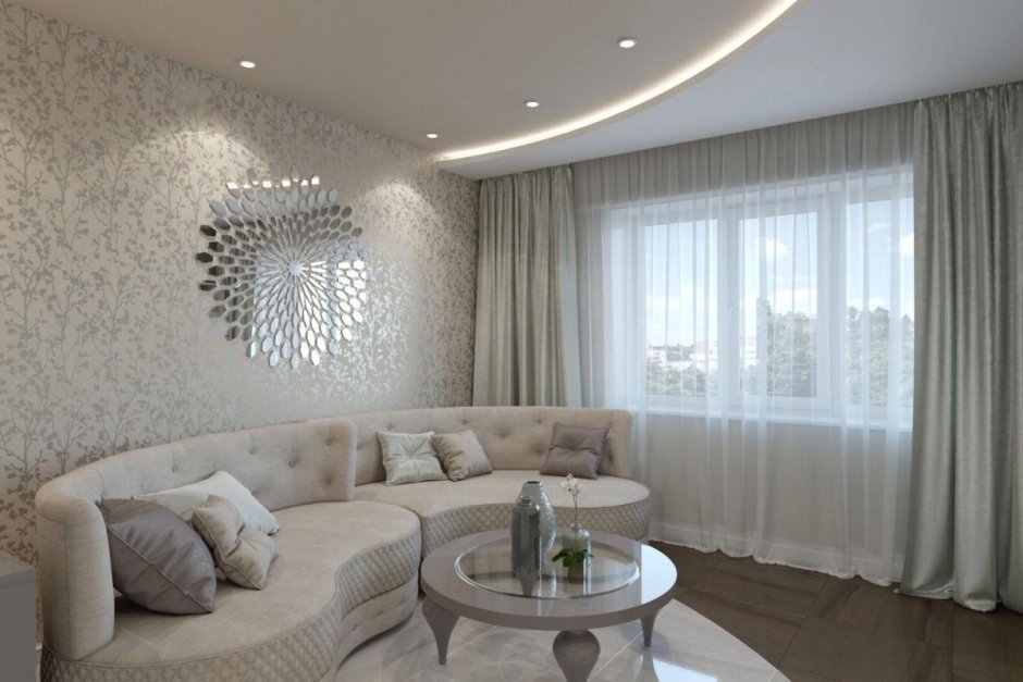 Дизайн комнаты гостиной в серых тонах