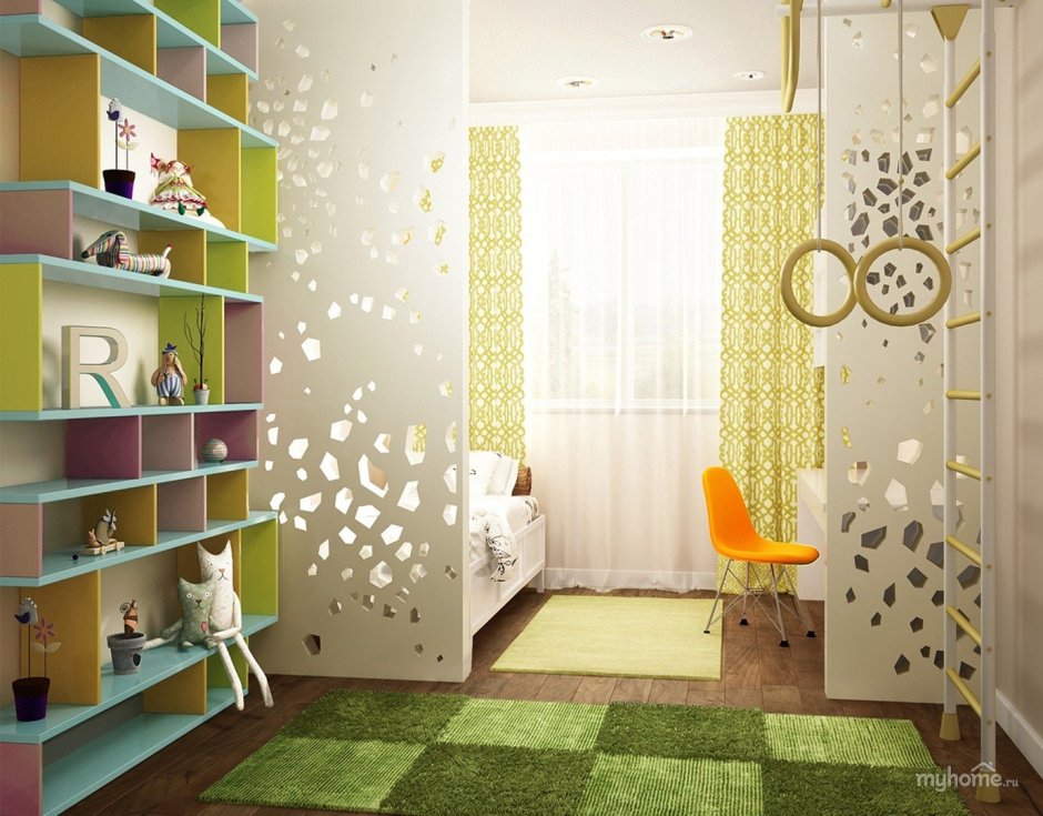 Дизайн детской комнаты с перегородкой