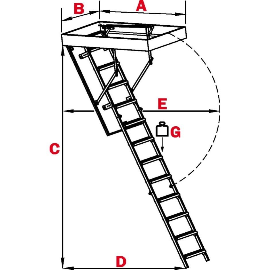 Стандартный размер проема складной чердачной лестницы
