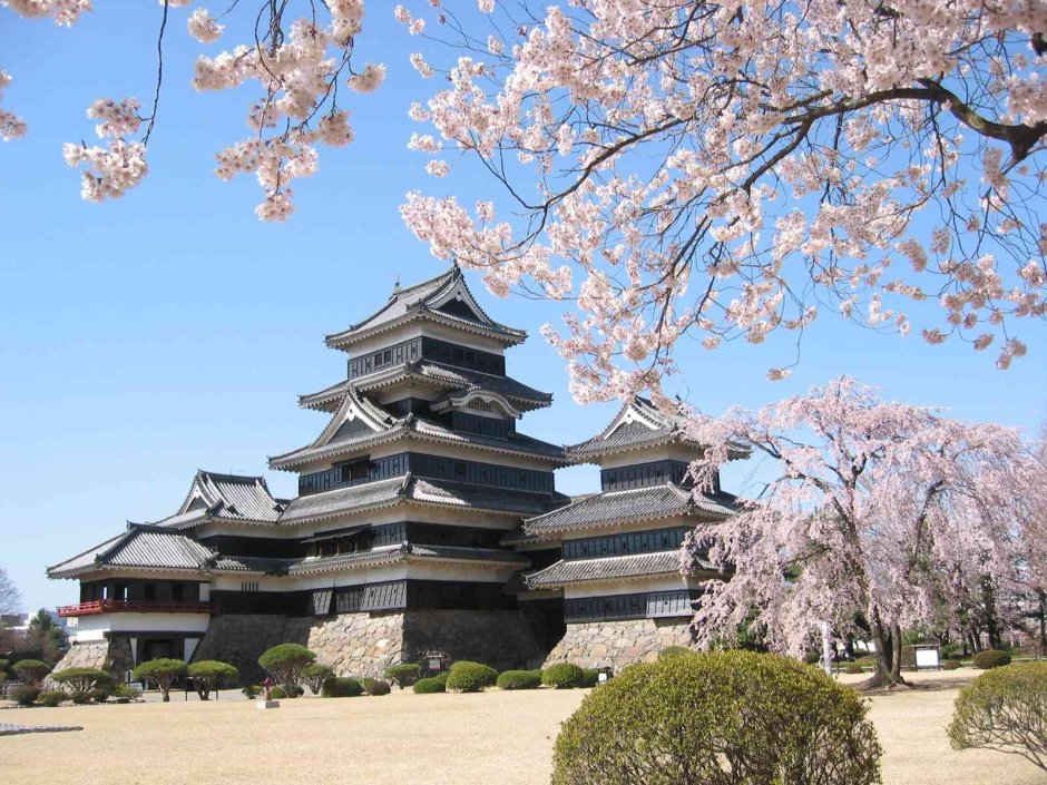 Замок Мацумото Япония обои 3d