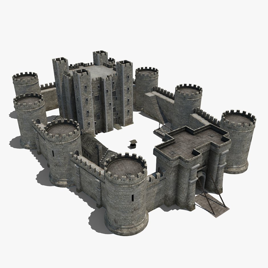 Средневековый замок Low Poly