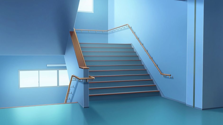 Лестница в школе аниме