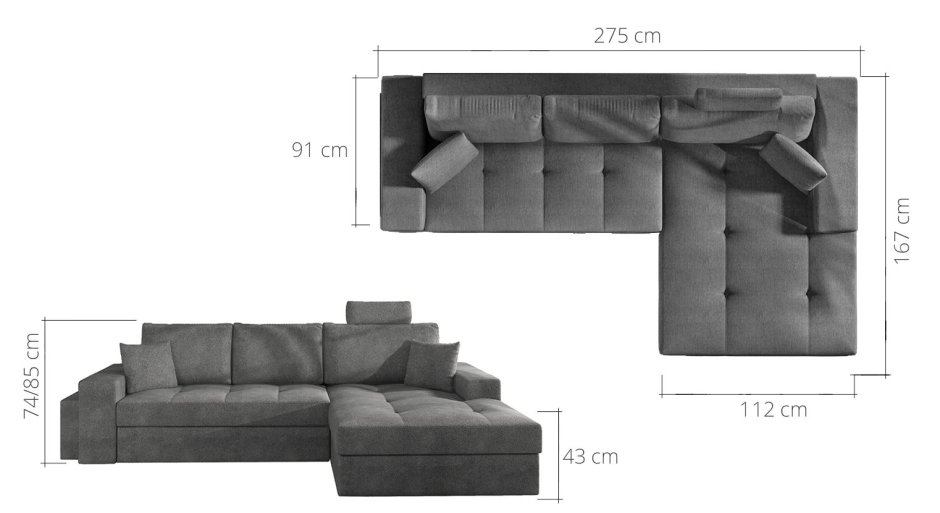 Диван Estelio коллекция Evoque комплектация Corner Sofa (угловой диван модуль 5+10)