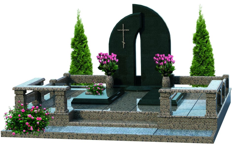 Мемориальный комплекс на кладбище из гранита