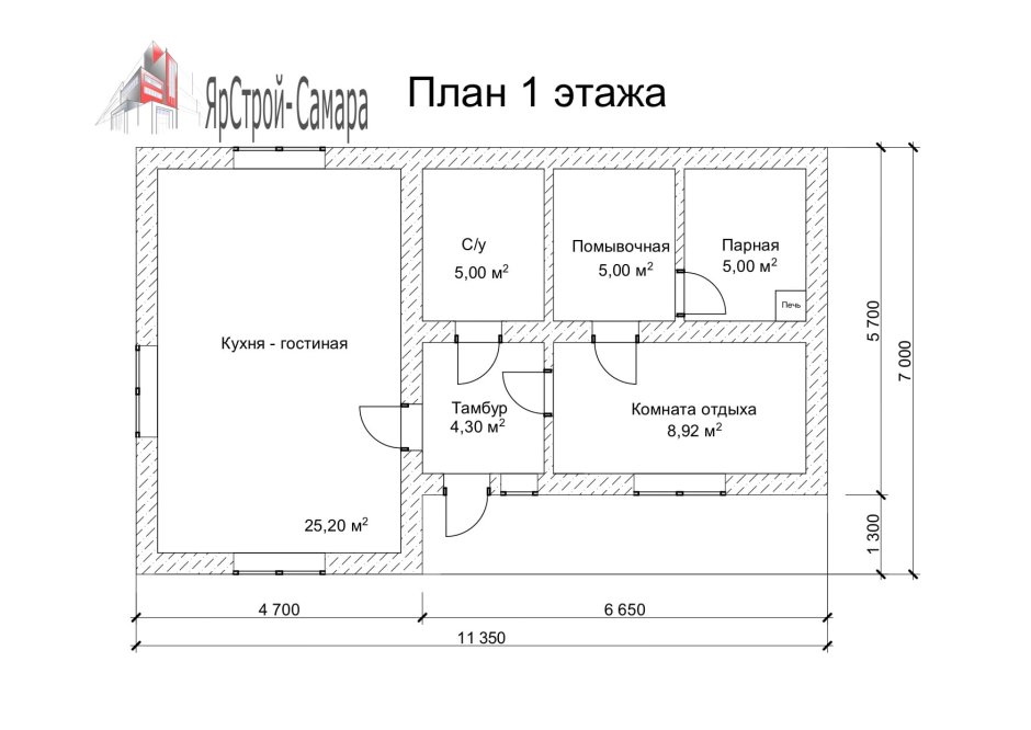 Баня 6х4 из керамзитобетонных блоков планировка