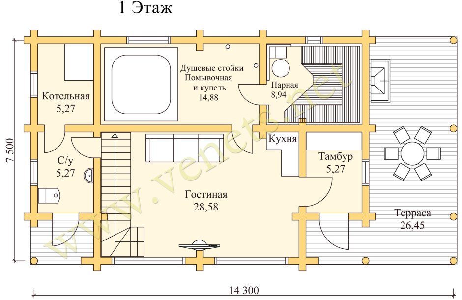 Планировка бани 10х6