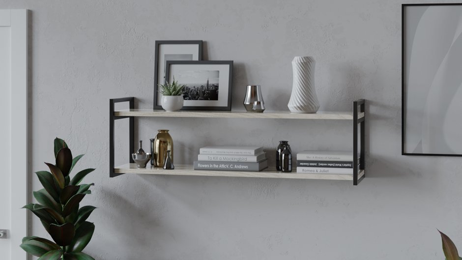 Полка настенная 120х30 см ТРИЯ лофт ЛДСП цвет коричневый,