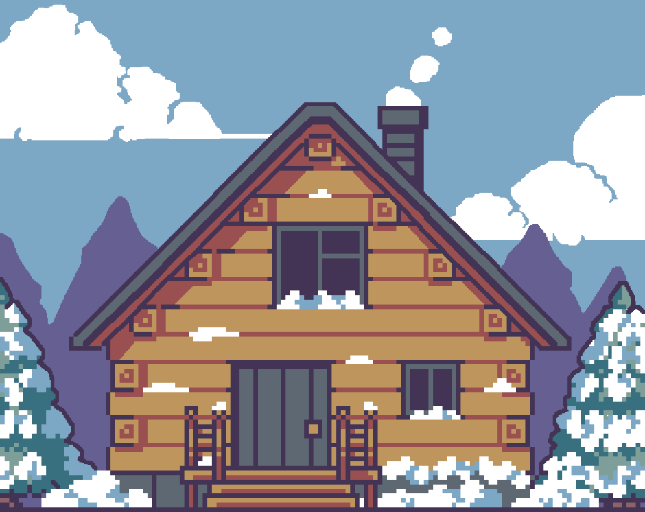 Деревянный дом пиксель арт