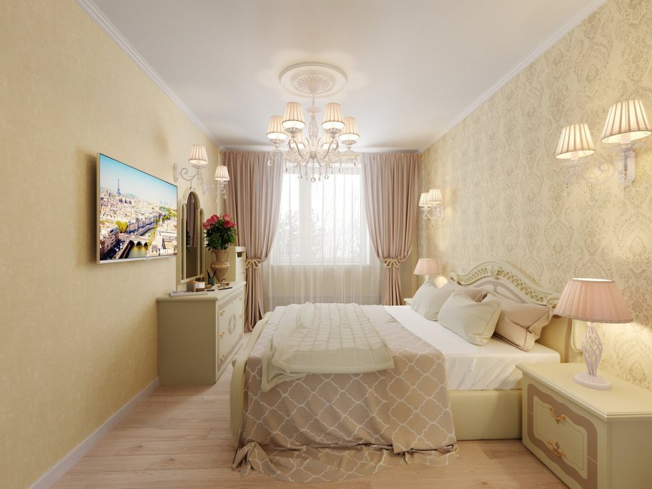 Спальня в теплых оттенках классика