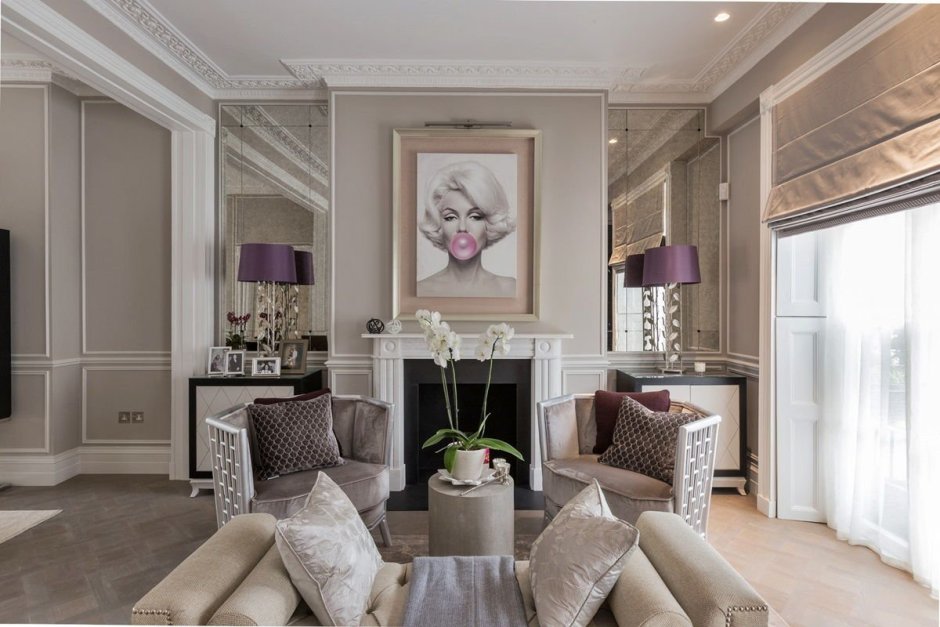 Потолки в стиле арт деко гостиная