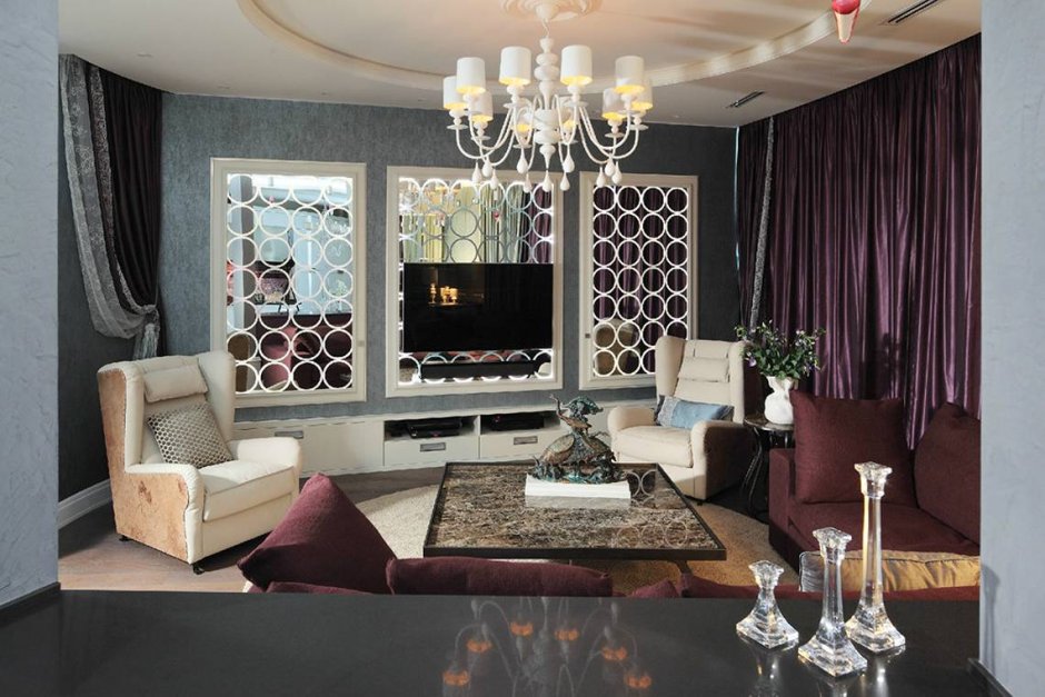 Гостиная в стиле арт деко в серых тонах