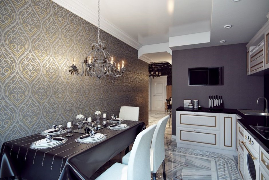 Кухня гостиная арт деко