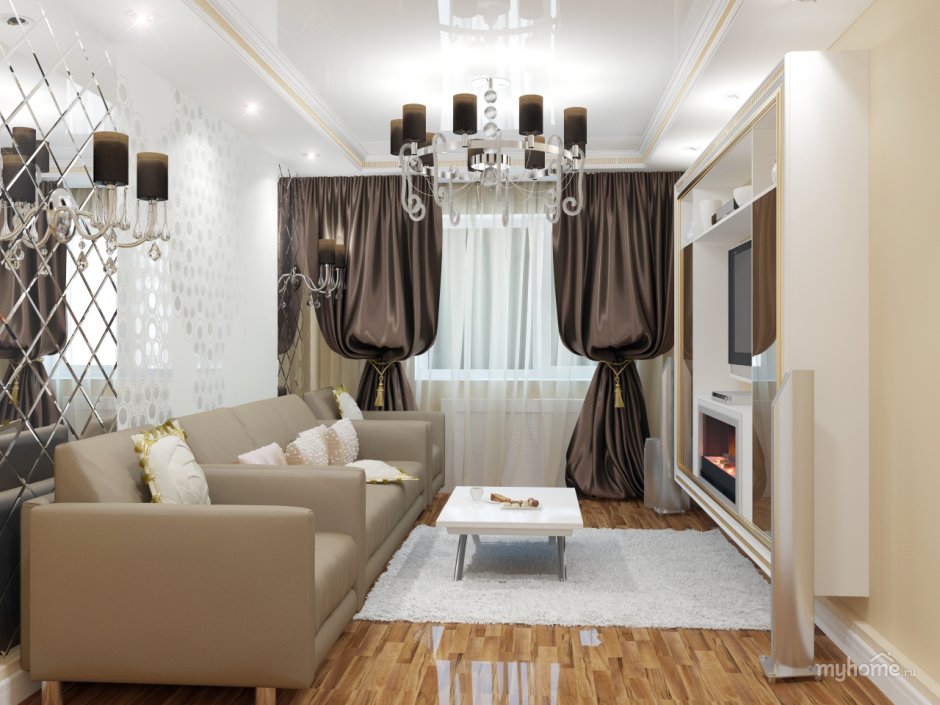 Кухня гостиная арт деко 35 кв м