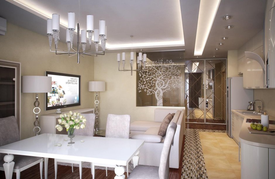 Кухня-столовая-гостиная Неоклассика