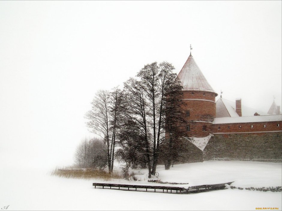 Литва зимой замок