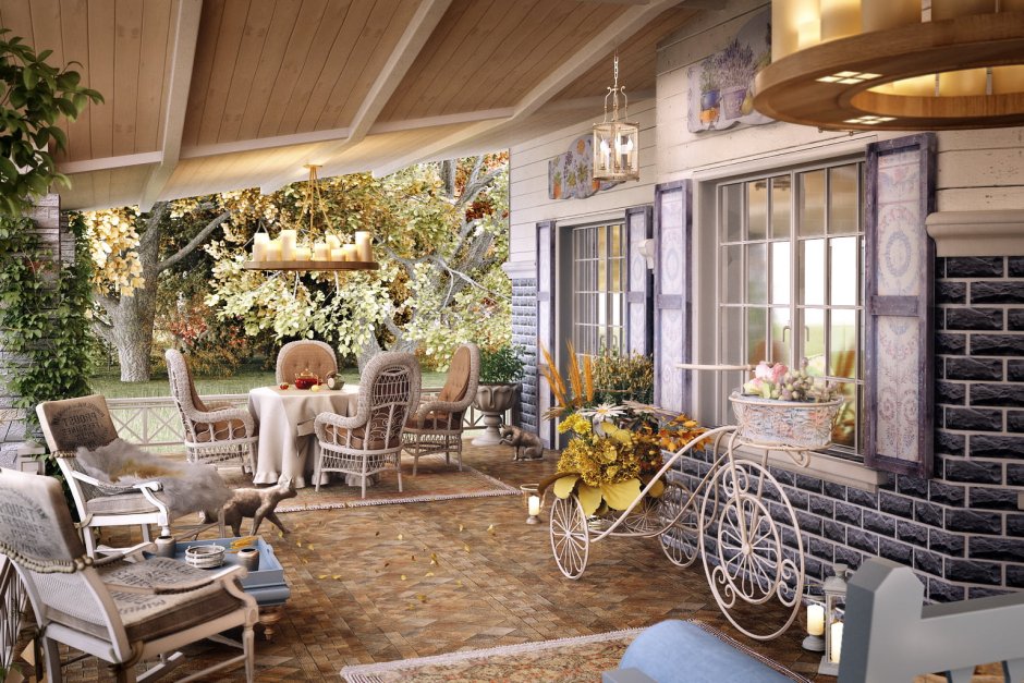 Красивая веранда на даче