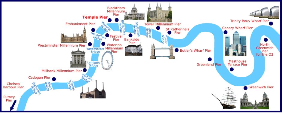 Река Темза в Лондоне на карте