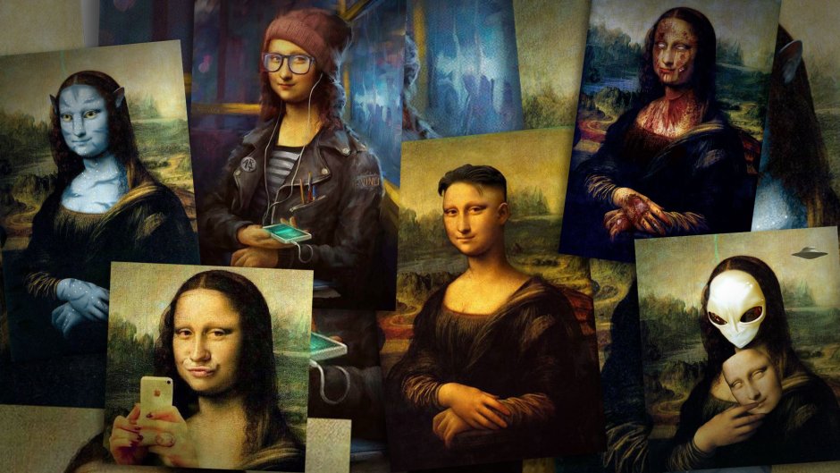 Галерея с людьми . Мона Лиза