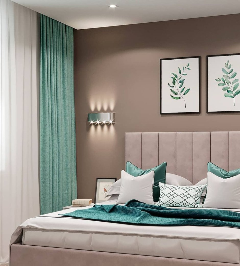 Спальня в современном стиле зеленая