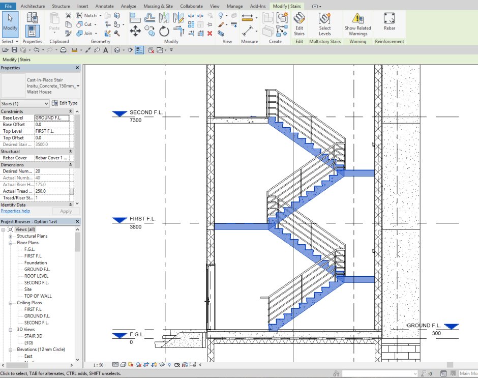 Revit лестницы монолитные