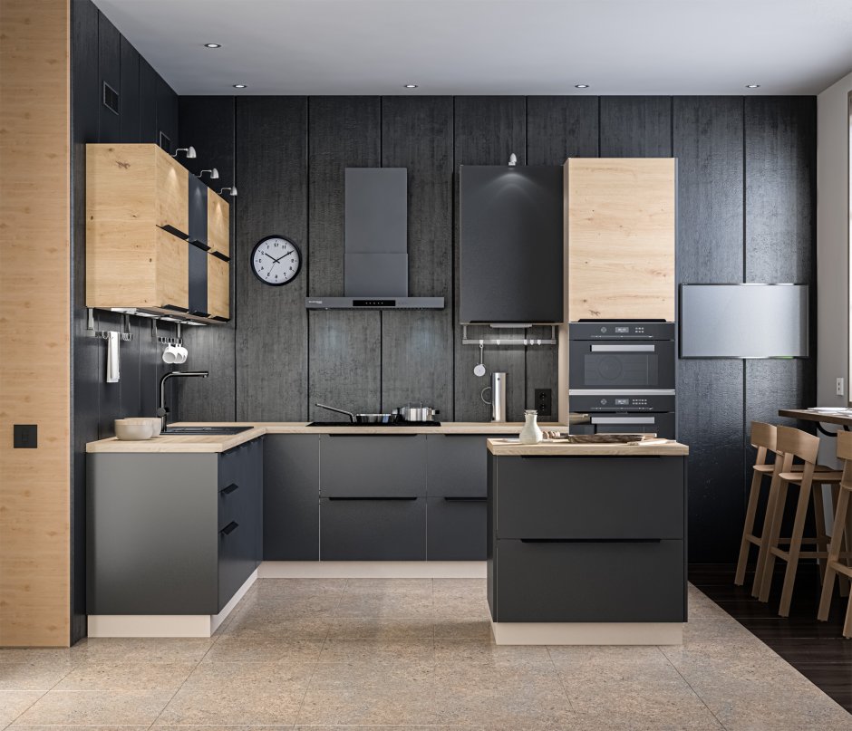 Кухонный гарнитур лофт Регина песочный/Диамант серый