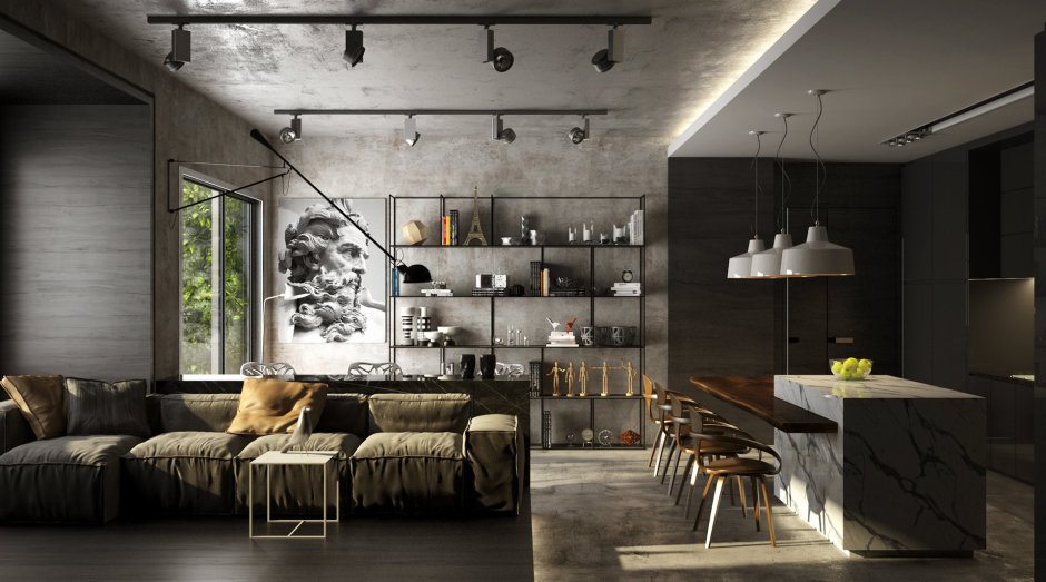 Черный потолок лофт