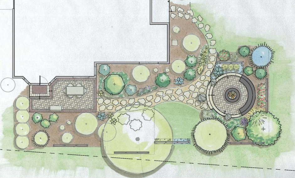 Ландшафтный дизайн двора план