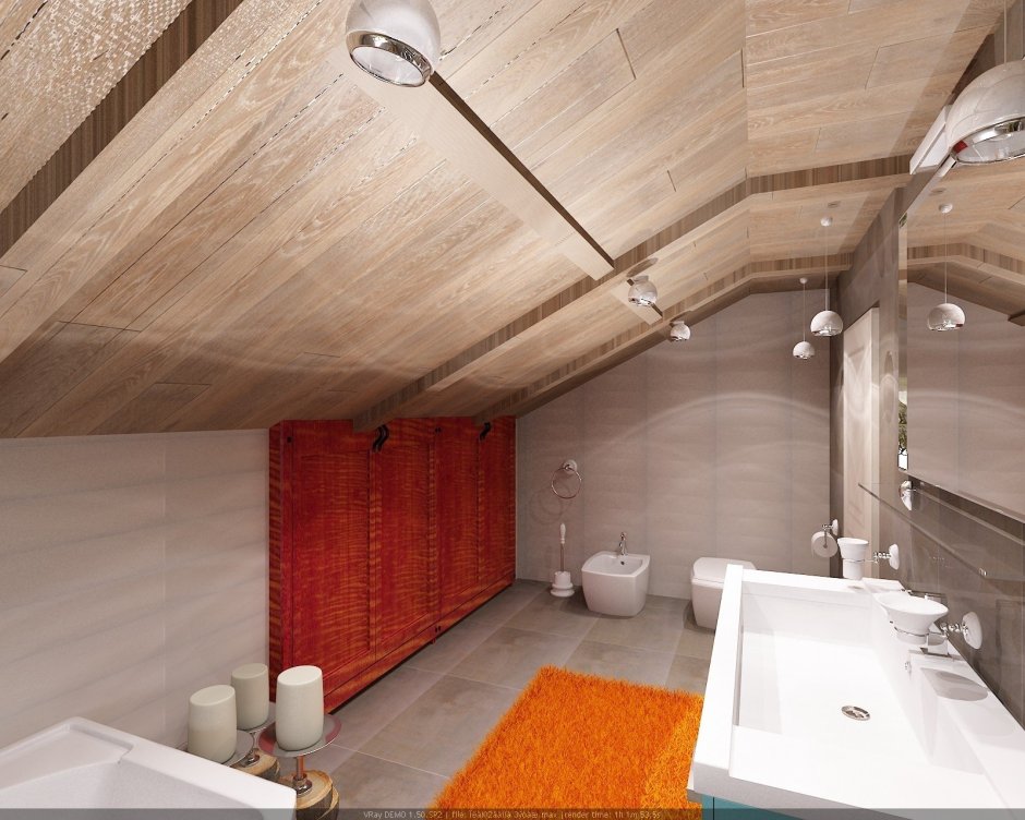 Потолок в ванной на мансарде
