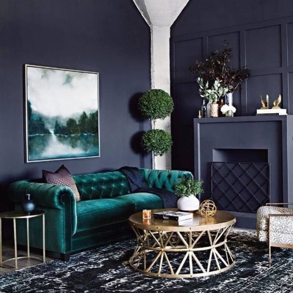 Изумрудный диван МИД сенчури